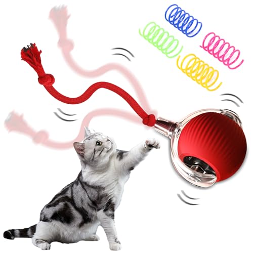 LGGbaodan ElectricI Interaktiver Katzenspielzeug-Ball, intelligentes automatisches bewegliches Katzenspielzeug, interaktiver Rollball für Hunde und Katzen, Indoor-Aktivitäten, Rot von LGGbaodan