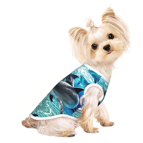 L Pet Atmungsaktives ärmelloses T-Shirt für Katzen und Hunde, leichtes Tanktop mit Delfin-Druck, dehnbar L Pet Atmungsaktives ärmelloses T-Shirt für Katzen und Hunde, leichtes Tanktop mit Delfin-Druck, dehnbar von LGHHGY