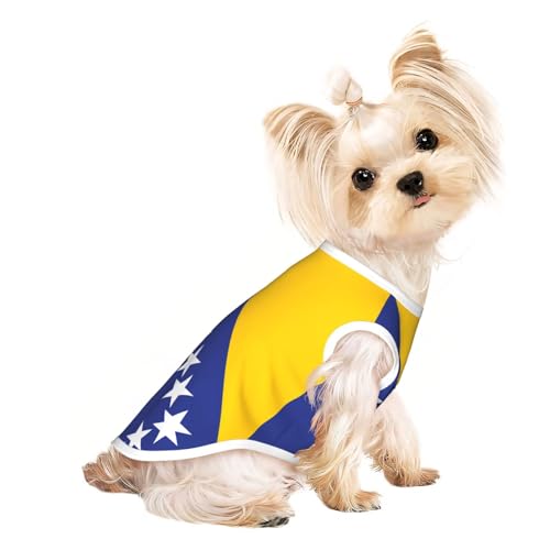 L Pet Atmungsaktives ärmelloses T-Shirt für Katzen & Hunde, leichtes Tanktop mit Flagge von Bosnien und Herzegowina, bedruckt mit dehnbarem L Pet Atmungsaktives ärmelloses T-Shirt für Katzen & Hunde, leichtes Tanktop mit Flagge von Bosnien und Herzegowina, bedruckt mit dehnbarem von LGHHGY