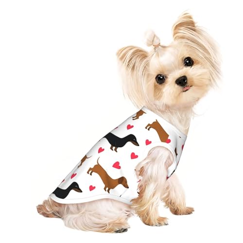 L Pet Atmungsaktives ärmelloses T-Shirt für Katzen und Hunde, leichtes Tanktop mit romantischem Dackel-Druck, dehnbar L Pet Atmungsaktives ärmelloses T-Shirt für Katzen und Hunde, leichtes Tanktop mit romantischem Dackel-Druck, dehnbar von LGHHGY