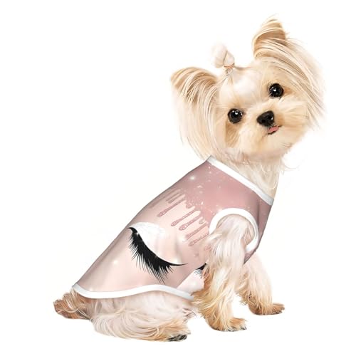 L Pet Atmungsaktives ärmelloses T-Shirt für Katzen und Hunde, leichtes rotgoldenes Wimpern-Druck, Tanktop mit dehnbarem Stretchmaterial L Pet Atmungsaktives ärmelloses T-Shirt für Katzen und Hunde, leichtes rotgoldenes Wimpern-Druck, Tanktop mit dehnbarem Stretchmaterial von LGHHGY
