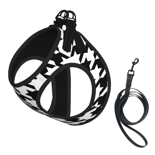 L Pet Leash Vest Hundegeschirr, klein, Hahnentrittmuster, schwarz, bedruckt, verstellbar, für Outdoor-Reisen und Spaziergänge L Pet Leash Vest Hundegeschirr, klein, Hahnentrittmuster, schwarz, bedruckt, verstellbar, für Outdoor-Reisen und Spaziergänge von LGHHGY
