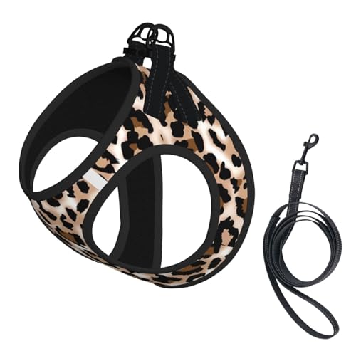 L Pet Leash Vest Hundegeschirr, klein, Leopardenmuster, verstellbar, für Outdoor-Reisen und Spaziergänge L Pet Leash Vest Hundegeschirr, klein, Leopardenmuster, verstellbar, für Outdoor-Reisen und Spaziergänge von LGHHGY