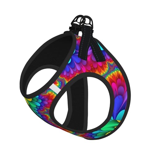 L Pet Leash Vest Hundegeschirr, klein, Regenbogenfarben, Batikmuster, roter Druck, verstellbar, für Outdoor-Reisen und Spaziergänge L Pet Leash Vest Hundegeschirr, klein, Regenbogenfarben, Batikmuster, roter Druck, verstellbar, für Outdoor-Reisen und Spaziergänge von LGHHGY