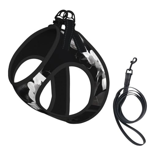 L Pet Leash Vest Hundegeschirr, klein, Sonnenblumen-Schwarz-Grau, verstellbar, für Outdoor-Reisen und Spaziergänge L Pet Leash Vest Hundegeschirr, klein, Sonnenblumen-Schwarz-Grau, verstellbar, für Outdoor-Reisen und Spaziergänge von LGHHGY