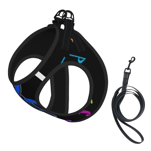 L Pet Leash Vest Hundegeschirr, klein, bunt, pentatonischer Musikdruck, verstellbar, für Outdoor-Reisen und Spaziergänge L Pet Leash Vest Hundegeschirr, klein, bunt, pentatonischer Musikdruck, verstellbar, für Outdoor-Reisen und Spaziergänge von LGHHGY