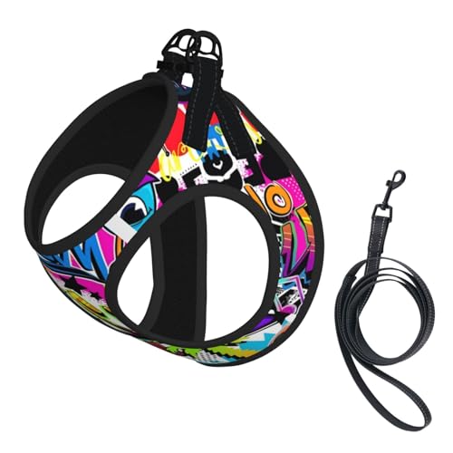 L Pet Leash Vest Hundegeschirr, klein, buntes Sprühmuster, verstellbar, für Outdoor-Reisen und Spaziergänge von LGHHGY