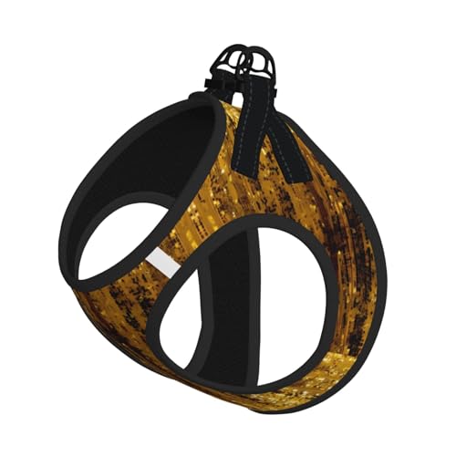 L Pet Leash Vest Hundegeschirr, klein, goldfarbener Pailletten-Druck, verstellbar, für Outdoor-Reisen und Spaziergänge L Pet Leash Vest Hundegeschirr, klein, goldfarbener Pailletten-Druck, verstellbar, für Outdoor-Reisen und Spaziergänge von LGHHGY