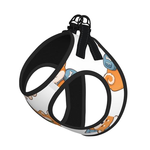 L Pet Leash Vest Hundegeschirr, klein, niedlicher Shiba Inu Hundeaufdruck, verstellbar, für Outdoor-Reisen und Spaziergänge von LGHHGY