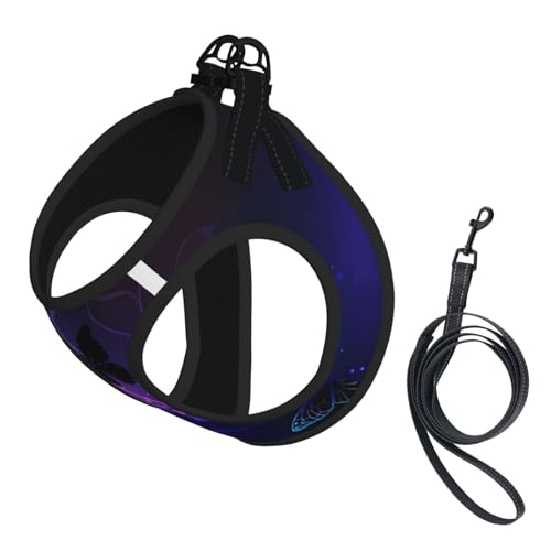 L Pet Leash Vest Hundegeschirr, klein, weiß-violette Schmetterlinge, verstellbar, für Outdoor-Reisen und Spaziergänge L Pet Leash Vest Hundegeschirr, klein, weiß-violette Schmetterlinge, verstellbar, für Outdoor-Reisen und Spaziergänge von LGHHGY