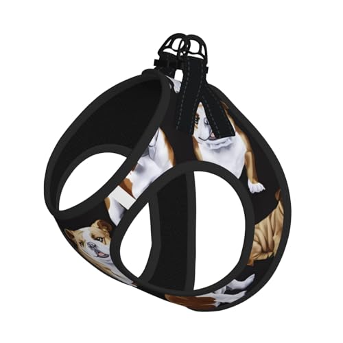 L Pet Leash Vest Hundegeschirr – kleine Größe, Englische Bulldoggen Druck, verstellbar, für Outdoor-Reisen und Spaziergänge L Pet Leash Vest Hundegeschirr – kleine Größe, Englische Bulldoggen Druck, verstellbar, für Outdoor-Reisen und Spaziergänge von LGHHGY
