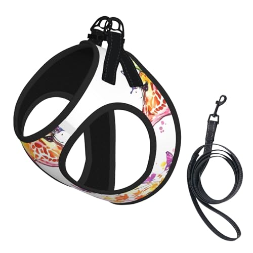 L Pet Leash Vest Hundegeschirr – kleine Größe, Giraffen, Schmetterling, verstellbar, für Outdoor-Reisen und Spaziergänge von LGHHGY