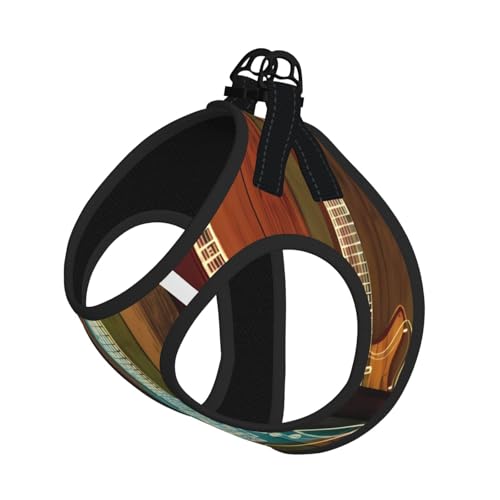 L Pet Leash Vest Hundegeschirr – kleine Größe, Gitarrenkunstdruck, verstellbar, für Outdoor-Reisen und Spaziergänge von LGHHGY