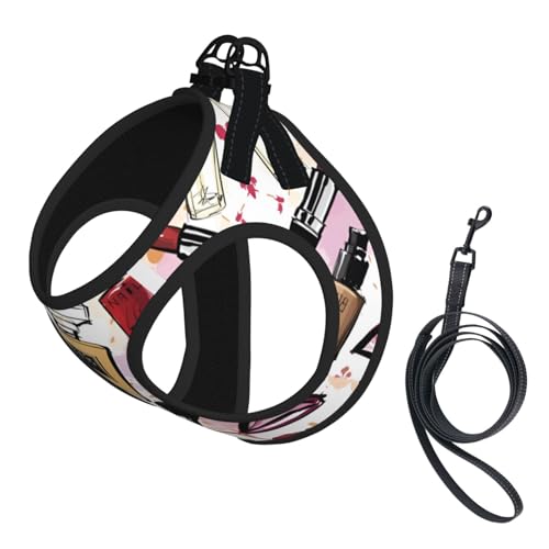 L Pet Leash Vest Hundegeschirr – kleine Größe, Kosmetik- und Make-up-Thema, Muster, Druck, verstellbar, für Outdoor-Reisen und Spaziergänge L Pet Leash Vest Hundegeschirr – kleine Größe, Kosmetik- und Make-up-Thema, Muster, Druck, verstellbar, für Outdoor-Reisen und Spaziergänge von LGHHGY