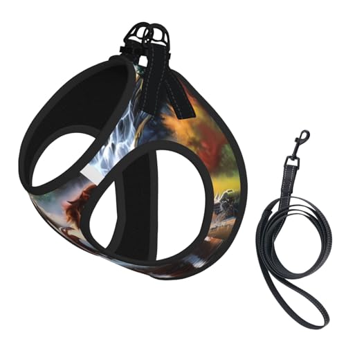 L Pet Leash Vest Hundegeschirr – kleine Größe, Pferde-Druck, verstellbar, für Outdoor-Reisen und Spaziergänge von LGHHGY
