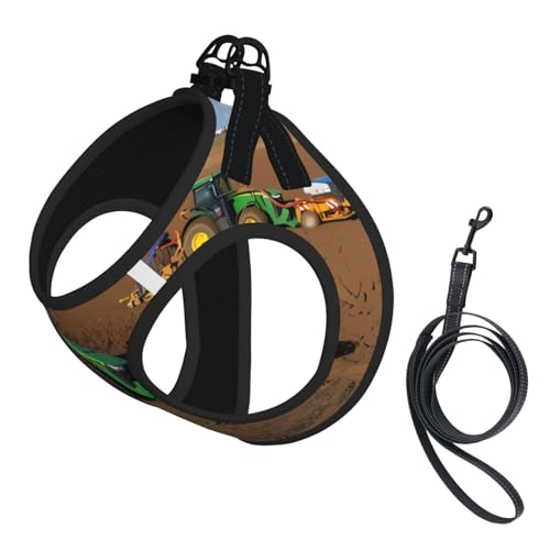 L Pet Leash Vest Hundegeschirr – kleine Größe, Traktor-Farm-Druck, verstellbar, für Outdoor-Reisen und Spaziergänge von LGHHGY