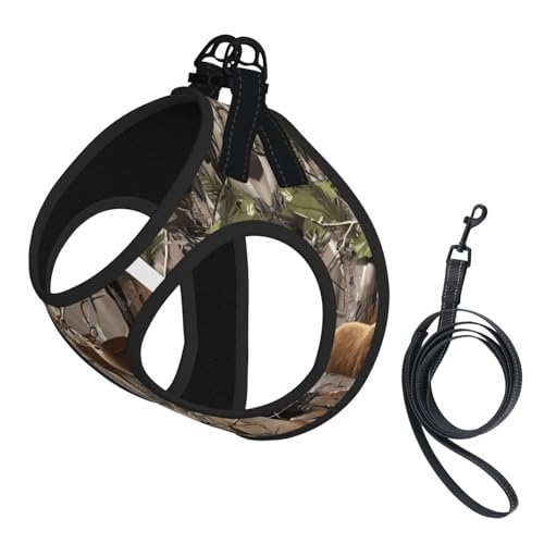 L Pet Leash Vest Hundegeschirr – kleine Größe, Wildtierjagd, Hirsch, Bär, Elch, Druck, verstellbar, für Outdoor-Reisen und Spaziergänge L Pet Leash Vest Hundegeschirr – kleine Größe, Wildtierjagd, Hirsch, Bär, Elch, Druck, verstellbar, für Outdoor-Reisen und Spaziergänge von LGHHGY