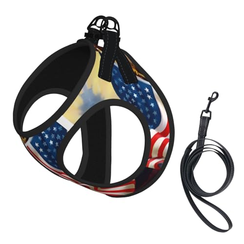 L Pet Leash Vest Hundegeschirr – kleine Größe, amerikanische USA-Flagge, Adler, Kunstdruck, verstellbar, für Outdoor-Reisen und Spaziergänge L Pet Leash Vest Hundegeschirr – kleine Größe, amerikanische USA-Flagge, Adler, Kunstdruck, verstellbar, für Outdoor-Reisen und Spaziergänge von LGHHGY
