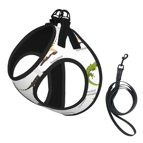 L Pet Leash Vest Hundegeschirr – kleine Größe, verschiedene Arten von Eidechsenaufdruck, verstellbar, für Outdoor-Reisen und Spaziergänge von LGHHGY