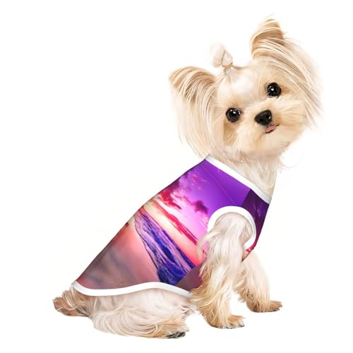 L Pet atmungsaktives ärmelloses T-Shirt für Katzen und Hunde, leicht, schöner Strand-Sonnenuntergang-Druck, Tanktop mit Stretchanteil L Pet atmungsaktives ärmelloses T-Shirt für Katzen und Hunde, leicht, schöner Strand-Sonnenuntergang-Druck, Tanktop mit Stretchanteil von LGHHGY