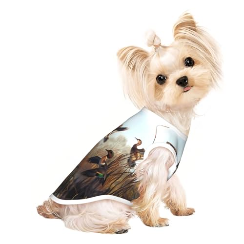 L Pet atmungsaktives ärmelloses T-Shirt für Katzen und Hunde, leichtes Jagd-Tanktop mit Wilddruck, dehnbar von LGHHGY
