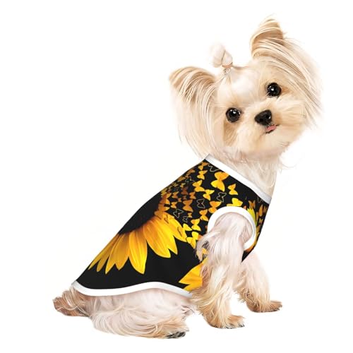 L Pet atmungsaktives ärmelloses T-Shirt für Katzen und Hunde, leichtes Sonnenblumen-Blumenmuster, Schmetterlinge, Kunstdruck, Tanktop mit dehnbarem Stoff L Pet atmungsaktives ärmelloses T-Shirt für Katzen und Hunde, leichtes Sonnenblumen-Blumenmuster, Schmetterlinge, Kunstdruck, Tanktop mit dehnbarem Stoff von LGHHGY
