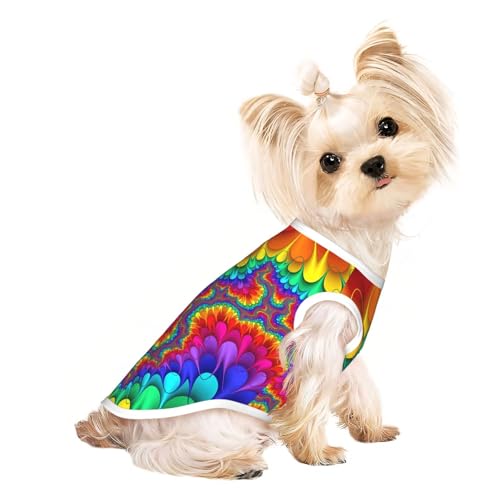 L Pet atmungsaktives ärmelloses T-Shirt für Katzen und Hunde, leichtes Tanktop mit Regenbogen-Batik, roter Druck, dehnbar L Pet atmungsaktives ärmelloses T-Shirt für Katzen und Hunde, leichtes Tanktop mit Regenbogen-Batik, roter Druck, dehnbar von LGHHGY