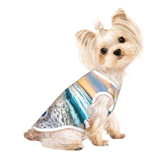 L Pet atmungsaktives ärmelloses T-Shirt für Katzen und Hunde, leichtes Tanktop mit Strand-Sonnenuntergang, Ozean-Druck, dehnbar L Pet atmungsaktives ärmelloses T-Shirt für Katzen und Hunde, leichtes Tanktop mit Strand-Sonnenuntergang, Ozean-Druck, dehnbar von LGHHGY