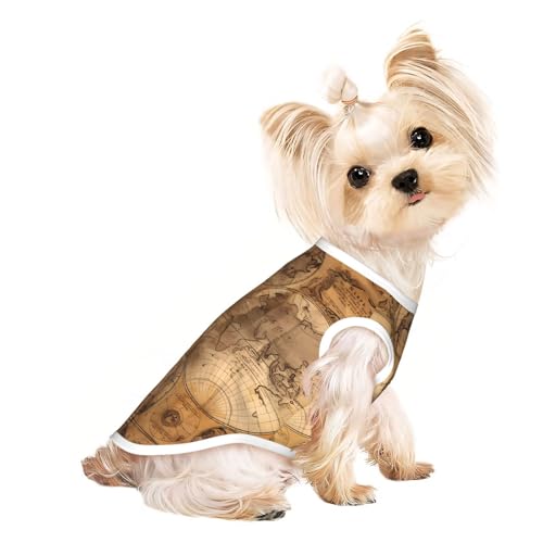 L Pet atmungsaktives ärmelloses T-Shirt für Katzen und Hunde, leichtes Tanktop mit Vintage-Aufdruck der alten Weltkarte, dehnbar L Pet atmungsaktives ärmelloses T-Shirt für Katzen und Hunde, leichtes Tanktop mit Vintage-Aufdruck der alten Weltkarte, dehnbar von LGHHGY