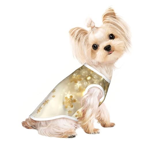 L Pet atmungsaktives ärmelloses T-Shirt für Katzen und Hunde, leichtes goldfarbenes Seiden-Tanktop mit Weihnachtsdruck und dehnbarem Stoff L Pet atmungsaktives ärmelloses T-Shirt für Katzen und Hunde, leichtes goldfarbenes Seiden-Tanktop mit Weihnachtsdruck und dehnbarem Stoff von LGHHGY