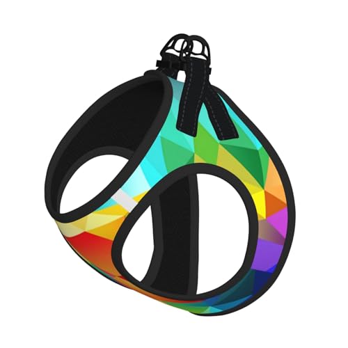 M Haustier-Leine, Hundegeschirr, klein, Regenbogen-geometrischer Druck, verstellbar, für Outdoor-Reisen und Spaziergänge M Haustier-Leine, Hundegeschirr, klein, Regenbogen-geometrischer Druck, verstellbar, für Outdoor-Reisen und Spaziergänge von LGHHGY