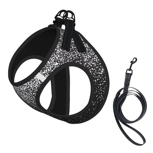 M Haustier-Leine, Hundegeschirr, klein, glänzend, silberfarbener Glitzer-Druck, verstellbar, für Outdoor-Reisen und Spaziergänge von LGHHGY