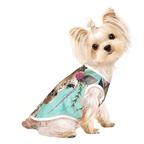 M Pet Atmungsaktives ärmelloses T-Shirt für Katzen & Hunde, leichtes Giraffenmuster mit Blumendruck, Tanktop mit dehnbarem Stoff M Pet Atmungsaktives ärmelloses T-Shirt für Katzen & Hunde, leichtes Giraffenmuster mit Blumendruck, Tanktop mit dehnbarem Stoff von LGHHGY