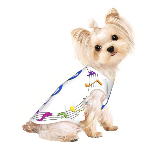 M Pet Atmungsaktives ärmelloses T-Shirt für Katzen & Hunde, leichtes buntes Pentatonisches Musik-Print-Tanktop mit dehnbarem M Pet Atmungsaktives ärmelloses T-Shirt für Katzen & Hunde, leichtes buntes Pentatonisches Musik-Print-Tanktop mit dehnbarem von LGHHGY
