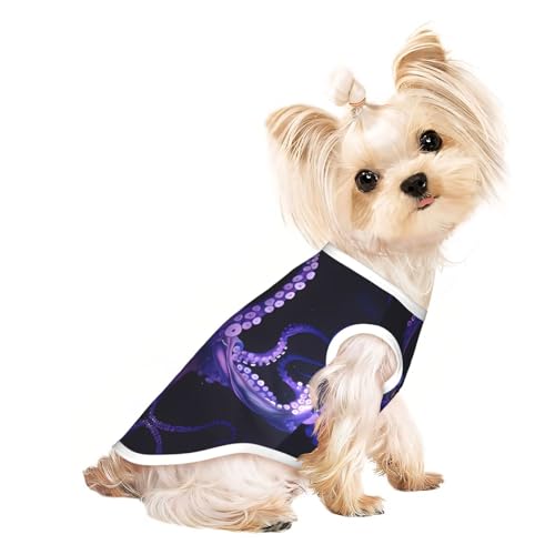 M Pet Atmungsaktives ärmelloses T-Shirt für Katzen & Hunde, leichtes lila Tanktop mit Oktopus-Druck, dehnbar, Violett M Pet Atmungsaktives ärmelloses T-Shirt für Katzen & Hunde, leichtes lila Tanktop mit Oktopus-Druck, dehnbar, Violett von LGHHGY