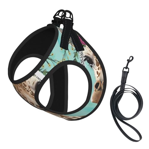 M Pet Leash Vest Hundegeschirr, klein, Giraffe mit Blumendruck, verstellbar, für Outdoor-Reisen und Spaziergänge M Pet Leash Vest Hundegeschirr, klein, Giraffe mit Blumendruck, verstellbar, für Outdoor-Reisen und Spaziergänge von LGHHGY
