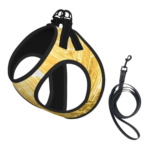 M Pet Leash Vest Hundegeschirr, klein, goldfarbener Bling-Druck, verstellbar, für Outdoor-Reisen und Spaziergänge von LGHHGY