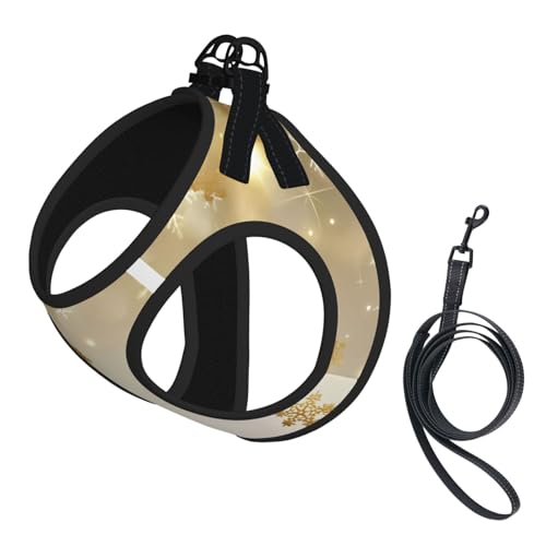M Pet Leash Vest Hundegeschirr, klein, goldfarbener Seiden-Weihnachtsdruck, verstellbar, für Outdoor-Reisen und Spaziergänge M Pet Leash Vest Hundegeschirr, klein, goldfarbener Seiden-Weihnachtsdruck, verstellbar, für Outdoor-Reisen und Spaziergänge von LGHHGY