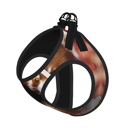 M Pet Leash Vest Hundegeschirr, klein, roter Panda-Druck, verstellbar, für Outdoor-Reisen und Spaziergänge von LGHHGY