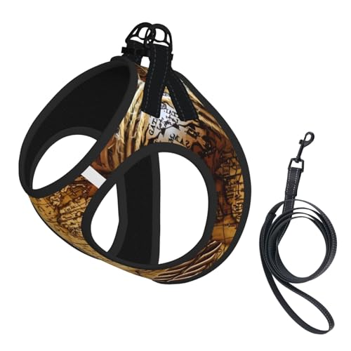M Pet Leash Vest Hundegeschirr – kleine Größe, Kompass und alte Weltkarte, verstellbar, für Outdoor-Reisen und Spaziergänge M Pet Leash Vest Hundegeschirr – kleine Größe, Kompass und alte Weltkarte, verstellbar, für Outdoor-Reisen und Spaziergänge von LGHHGY