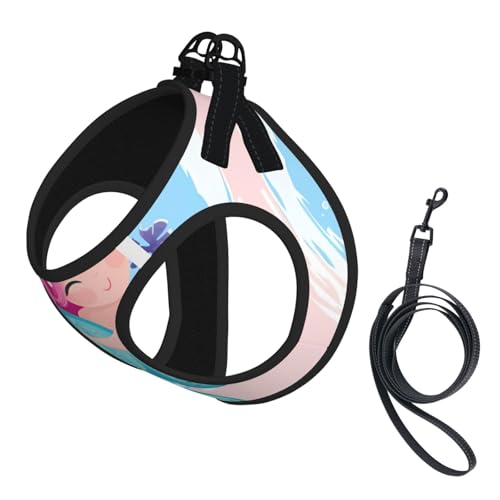 M Pet Leash Vest Hundegeschirr – kleine Größe, Meerjungfrauen-Druck, verstellbar, für Outdoor-Reisen und Spaziergänge M Pet Leash Vest Hundegeschirr – kleine Größe, Meerjungfrauen-Druck, verstellbar, für Outdoor-Reisen und Spaziergänge von LGHHGY