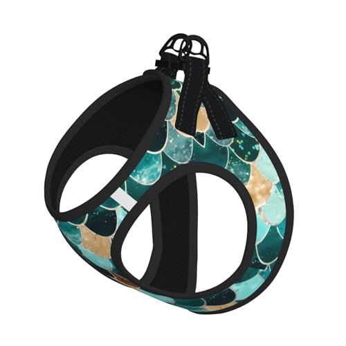 M Pet Leash Vest Hundegeschirr – kleine Größe, Meerjungfrauen-Fischschuppen-Druck, verstellbar, für Outdoor-Reisen und Spaziergänge von LGHHGY