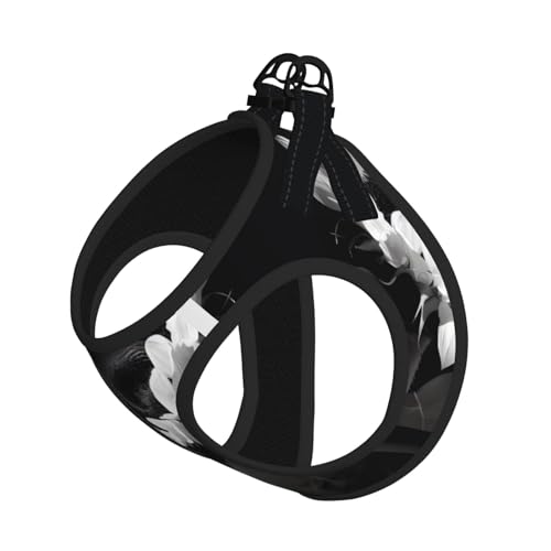 M Pet Leash Vest Hundegeschirr – kleine Größe, Sonnenblumen-Schwarz-Grau, bedruckt, verstellbar, für Outdoor-Reisen und Spaziergänge von LGHHGY