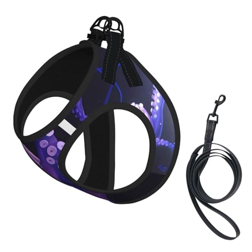M Pet Leash Vest Hundegeschirr – kleine Größe, lila Oktopus-Druck, verstellbar, für Outdoor-Reisen und Spaziergänge M Pet Leash Vest Hundegeschirr – kleine Größe, lila Oktopus-Druck, verstellbar, für Outdoor-Reisen und Spaziergänge von LGHHGY