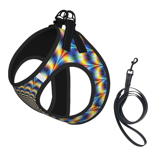 M Pet Leash Vest Hundegeschirr – kleine Größe, spiralförmiger optischer Täuschungsdruck, verstellbar, für Outdoor-Reisen und Spaziergänge von LGHHGY