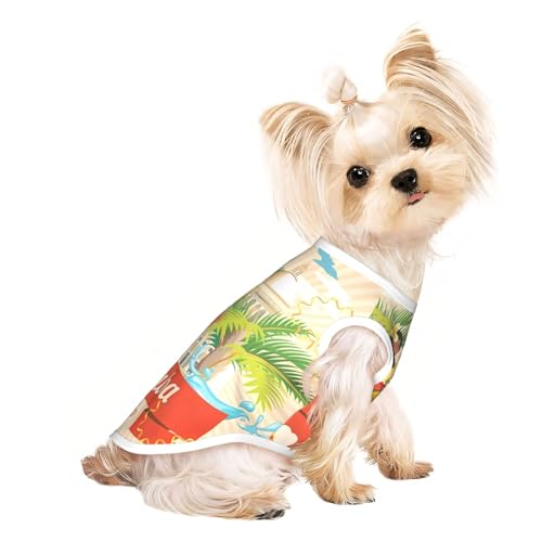 M Pet atmungsaktives ärmelloses T-Shirt für Katzen & Hunde, leichtes Tanktop mit Insel Kuba, bedruckt, dehnbar von LGHHGY