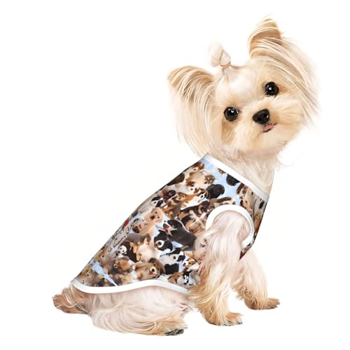 M Pet atmungsaktives ärmelloses T-Shirt für Katzen und Hunde, leichtes Tanktop mit niedlichem Hundeaufdruck, dehnbar von LGHHGY