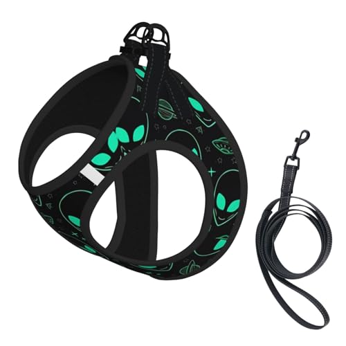 S Haustier-Leine, Hundegeschirr, klein, Alien-Druck, verstellbar, für Outdoor-Reisen und Spaziergänge S Haustier-Leine, Hundegeschirr, klein, Alien-Druck, verstellbar, für Outdoor-Reisen und Spaziergänge von LGHHGY