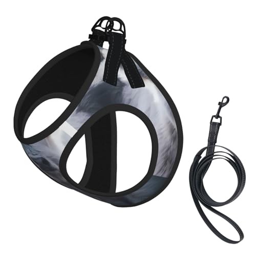 S Haustier-Leine, Hundegeschirr, klein, grauer Kuhdruck, verstellbar, für Outdoor-Reisen und Spaziergänge S Haustier-Leine, Hundegeschirr, klein, grauer Kuhdruck, verstellbar, für Outdoor-Reisen und Spaziergänge von LGHHGY