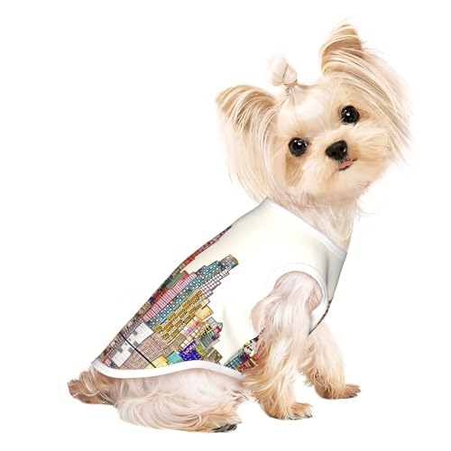 S Pet Atmungsaktives ärmelloses T-Shirt für Katzen und Hunde, leichtes Tanktop mit Cartoon-Austin Texas, dehnbar von LGHHGY